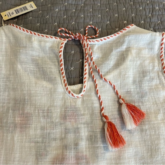 Max Studio Cotton Embroidered Top XL Cream $98 - Picture 3 of 7